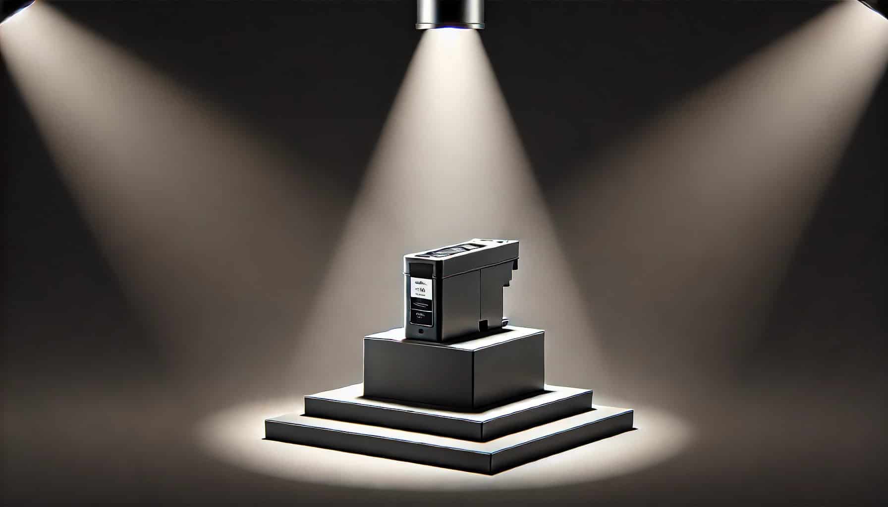 Standard-printer-cartridge-placed-on-a-pedestal