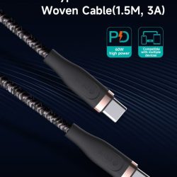 Cavo Intrecciato da C a C 60W 3A, 1,5 Metri Nero