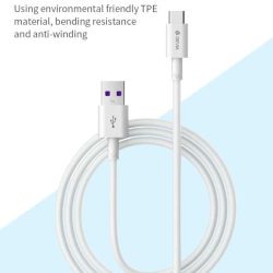 Cavo Carica rapida Type-C 5A Lunghezza 1,5 mt Bianco USB 3
