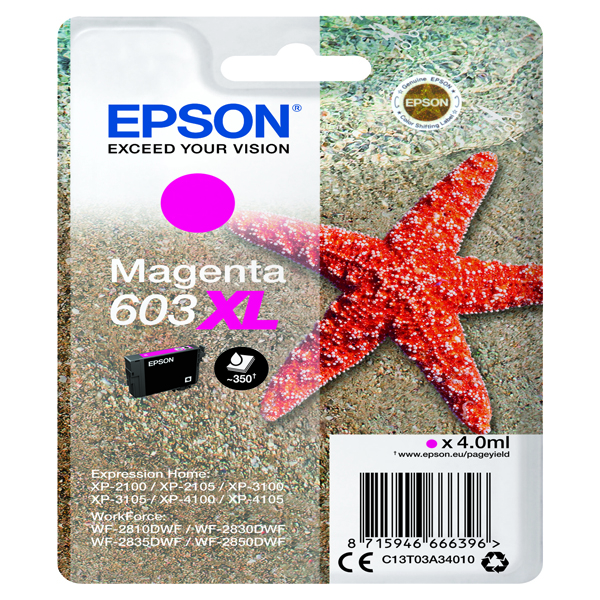 Cartuccia Epson 603XL (C13T03A34010) Magenta Originale